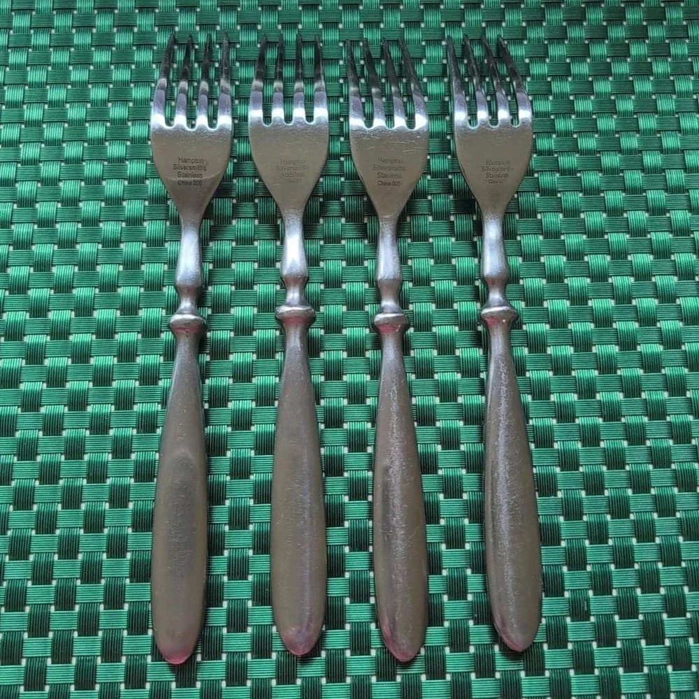 Hampton Silversmiths BISTRO SATIN Dinner Forks Set Lot of 4 Stainless 18/0 Vtg